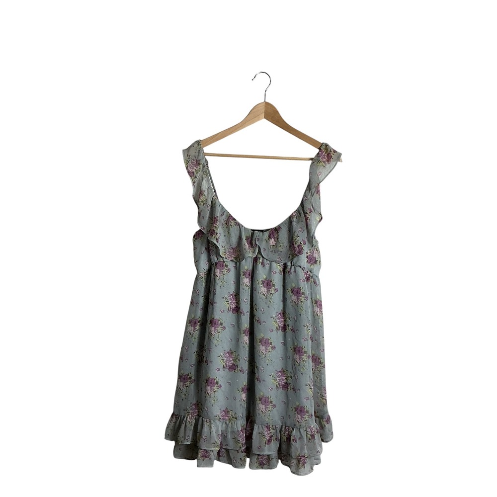 Wet Seal Vintage XL‎ Floral Babydoll Ruffle Mini Dress Coquette